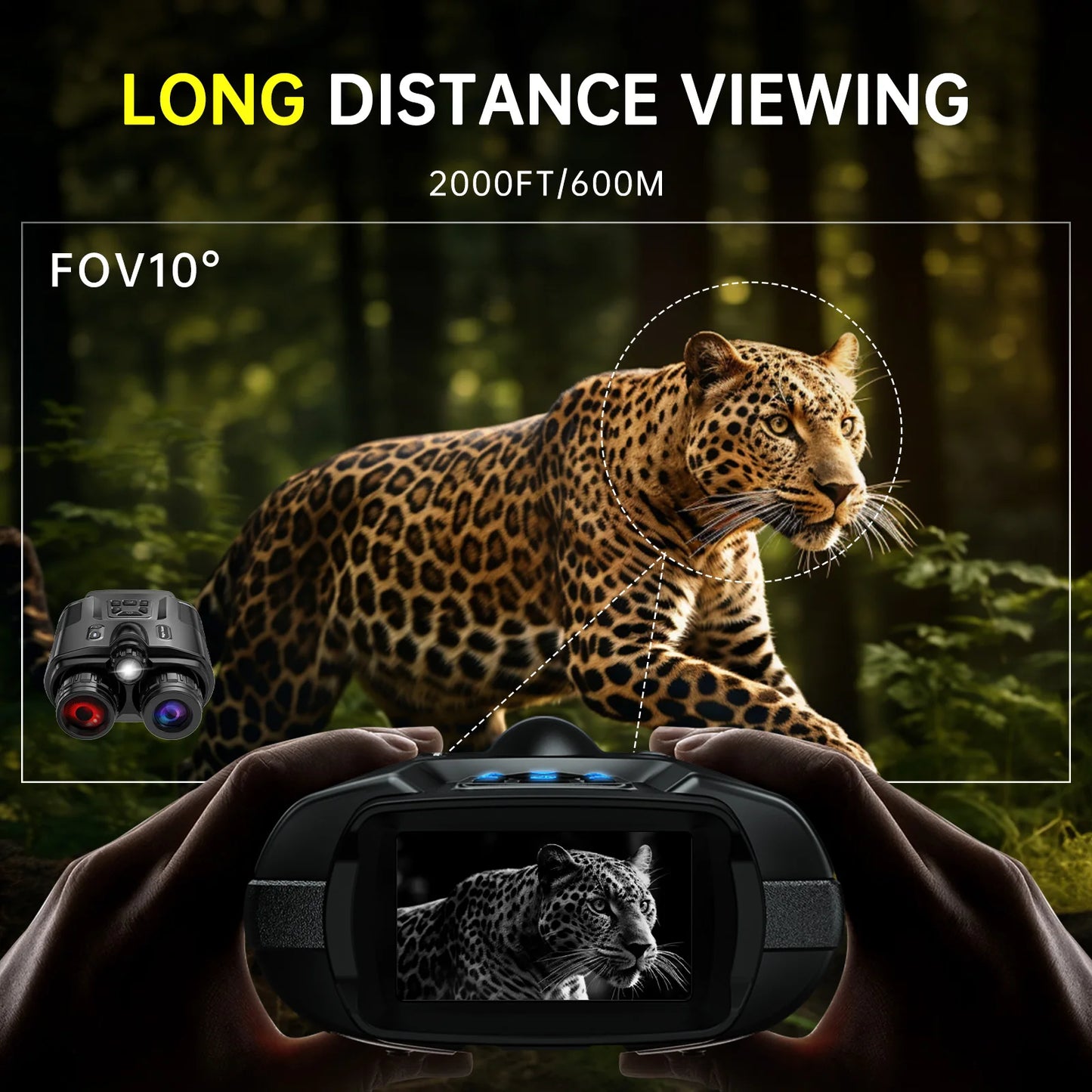 DIYIMIN Night Vision Binoculars 4K Infrared 8X Digital Zoom Goggles Rechargeable