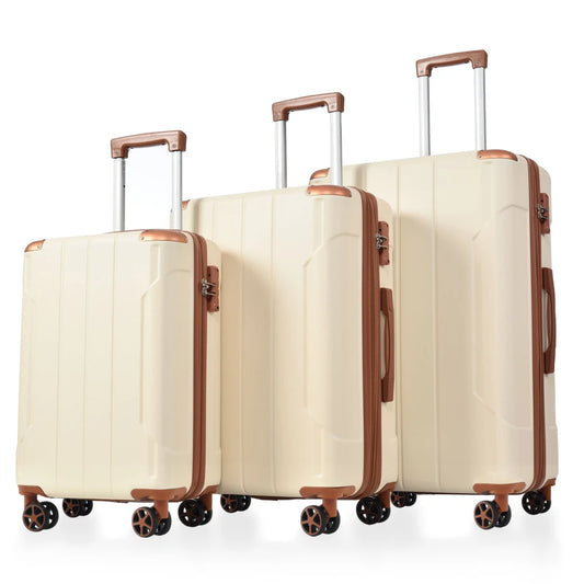 Expandable ABS Luggage Set 3 Piece With Spinner Wheels And TSA Lock
