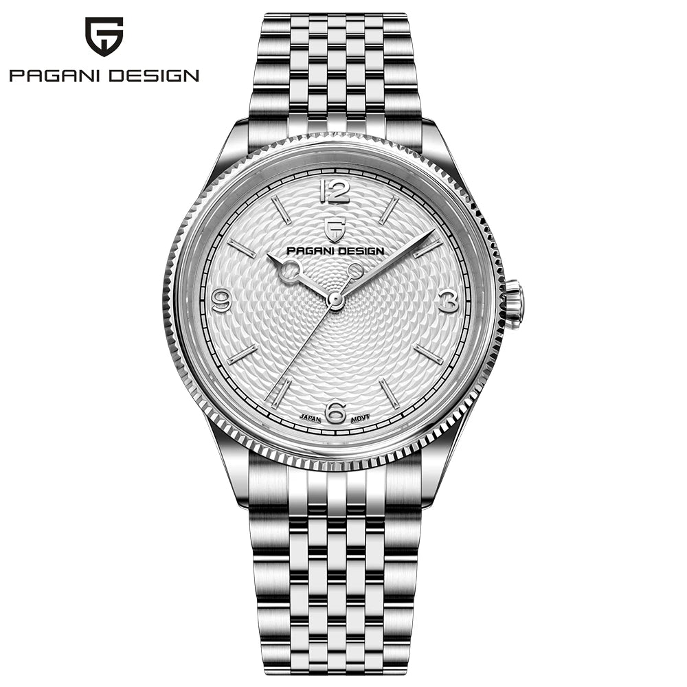 PAGANI DESIGN Retro Ripple Quartz Watch With Sapphire Crystal Bracelet