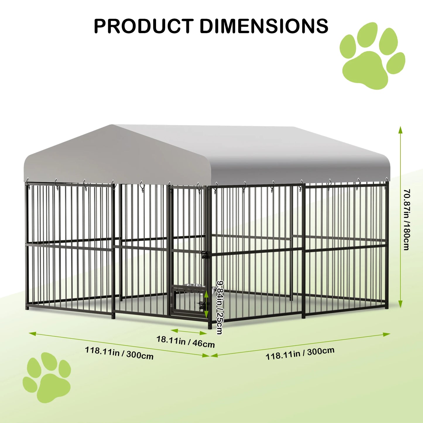 Twister.CK Large Outdoor Dog Kennel Walk-In Cage With Roof Heavy-Duty Iron Frame For Large Dogs UV-Resistant