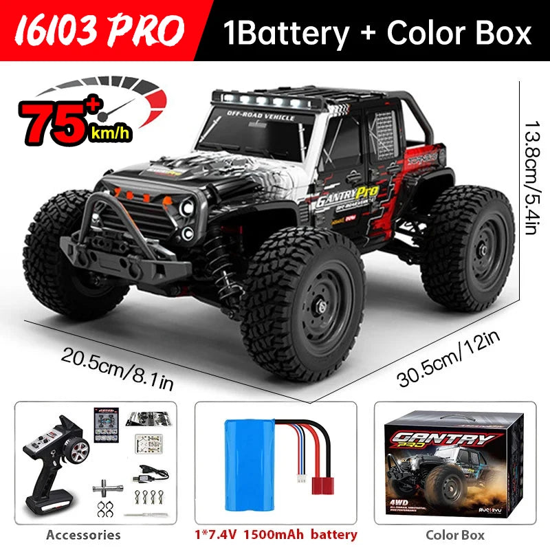 WLtoys 16101 Pro 116 Scale High Speed 4WD RC Car With LED Light