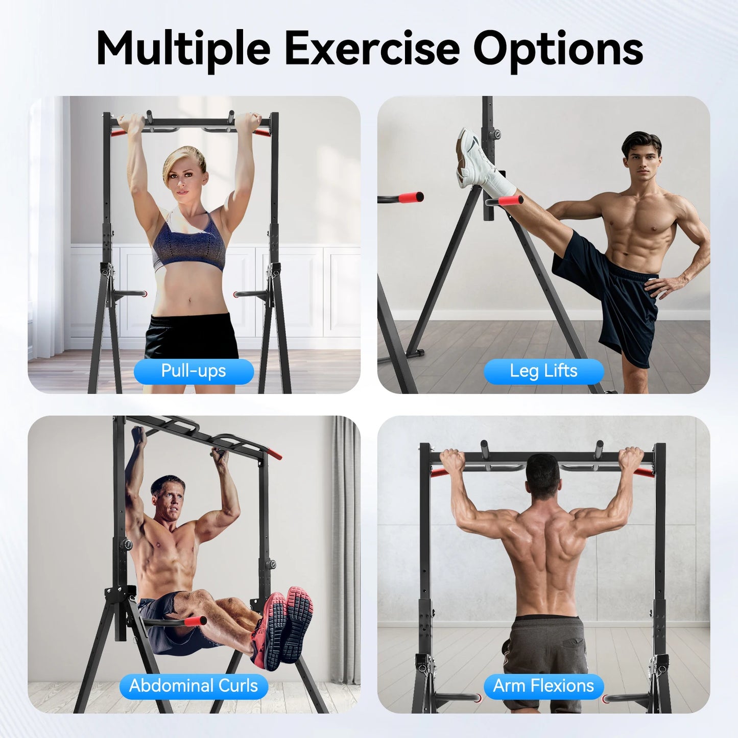 Adjustable Height Triangular Pull Up Station With Dip Bar