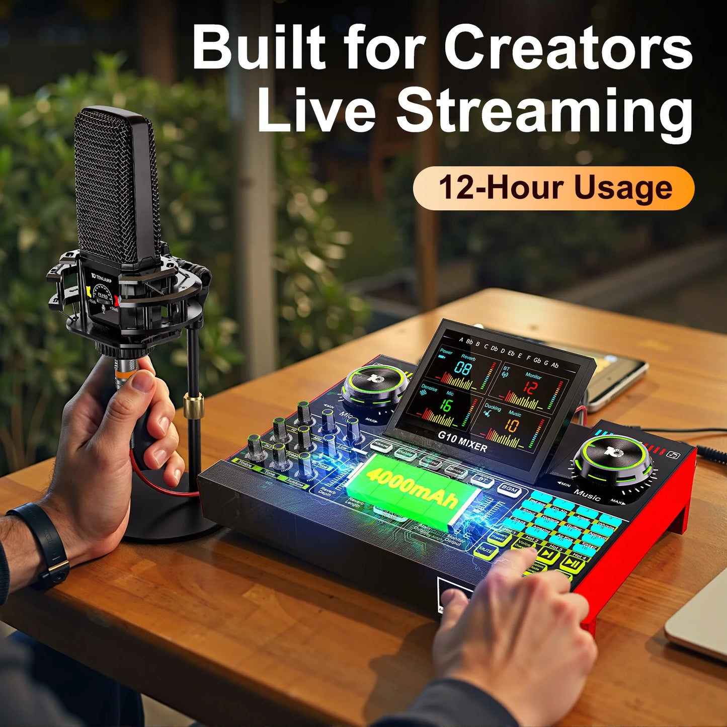 Tenlamp Five Channel Audio Interface Mixer for PC and Streaming