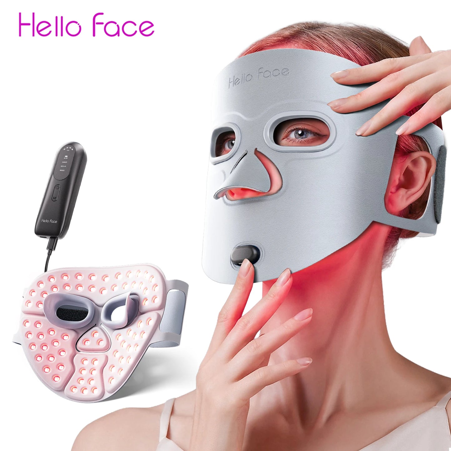 Hello Face LED Mask Infrared Red Light Acne Wrinkle Reduction