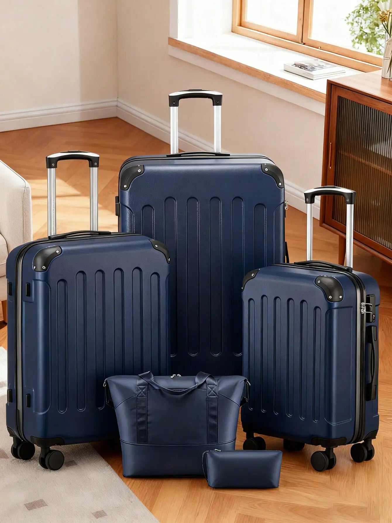 Luggage Sets 5 Piece Hardside Suitcases With Spinner Wheels TSA Lock
