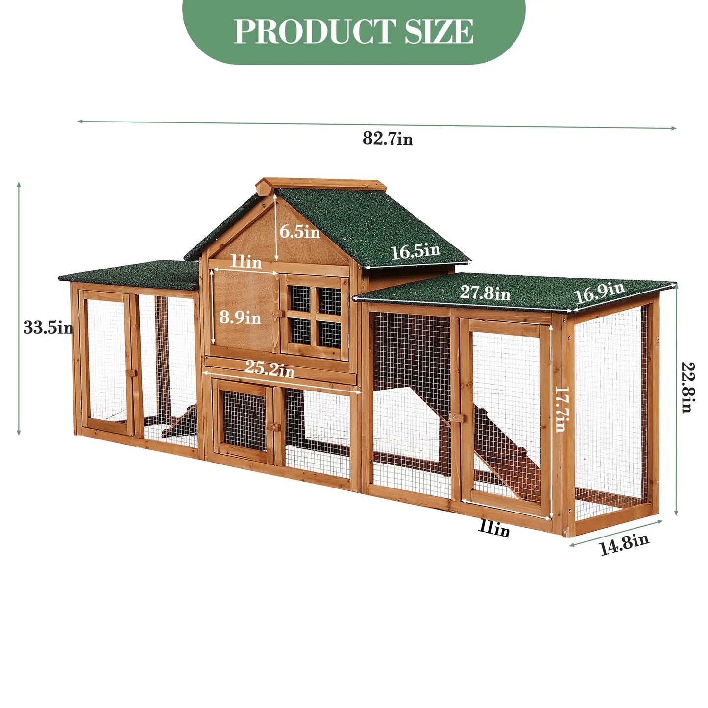 2-Story Bunny Hutch Rabbit Cage Outdoor With Double Side Runs, Pull-Out Tray, Ramp, Roof For Guinea Pigs & Small Pets