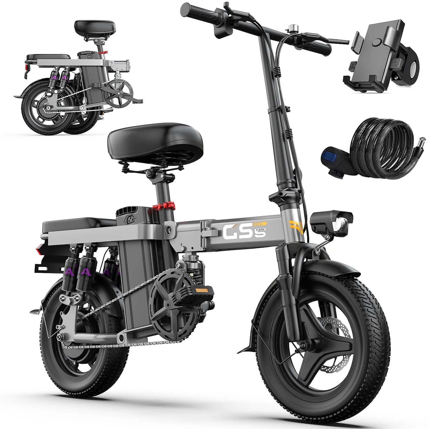 UPlee GS5 48V 15Ah Folding Electric Bike For Adults With 740W Motor 20 MPH 20 Miles Range