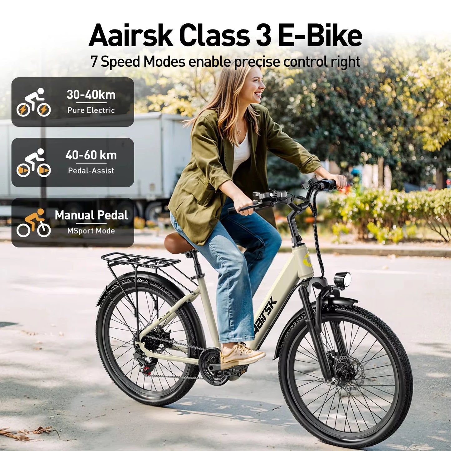 Aairsk SU7 Electric Bike 250W Motor 36V13Ah For City Commuters With 24 Inch Tires And NFC Key Security