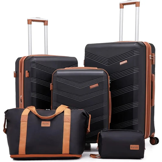 Expandable 5-Piece Hardside Luggage Set With TSA Lock Spinner Wheels
