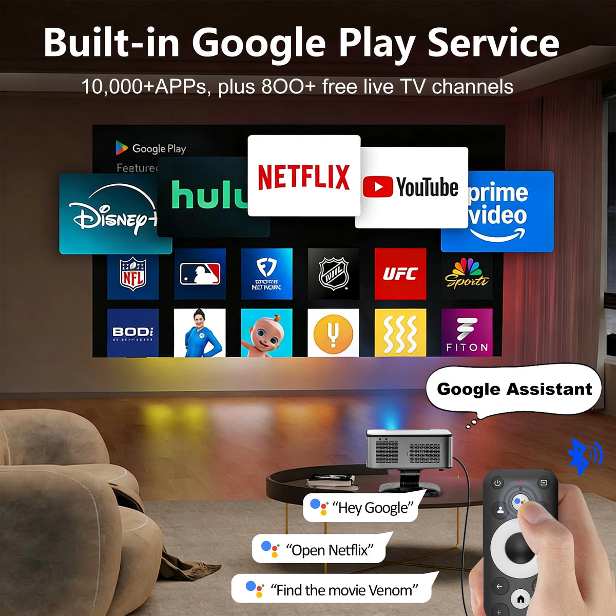 HORLAT 4K Android WiFi Smart Home Theater Projector