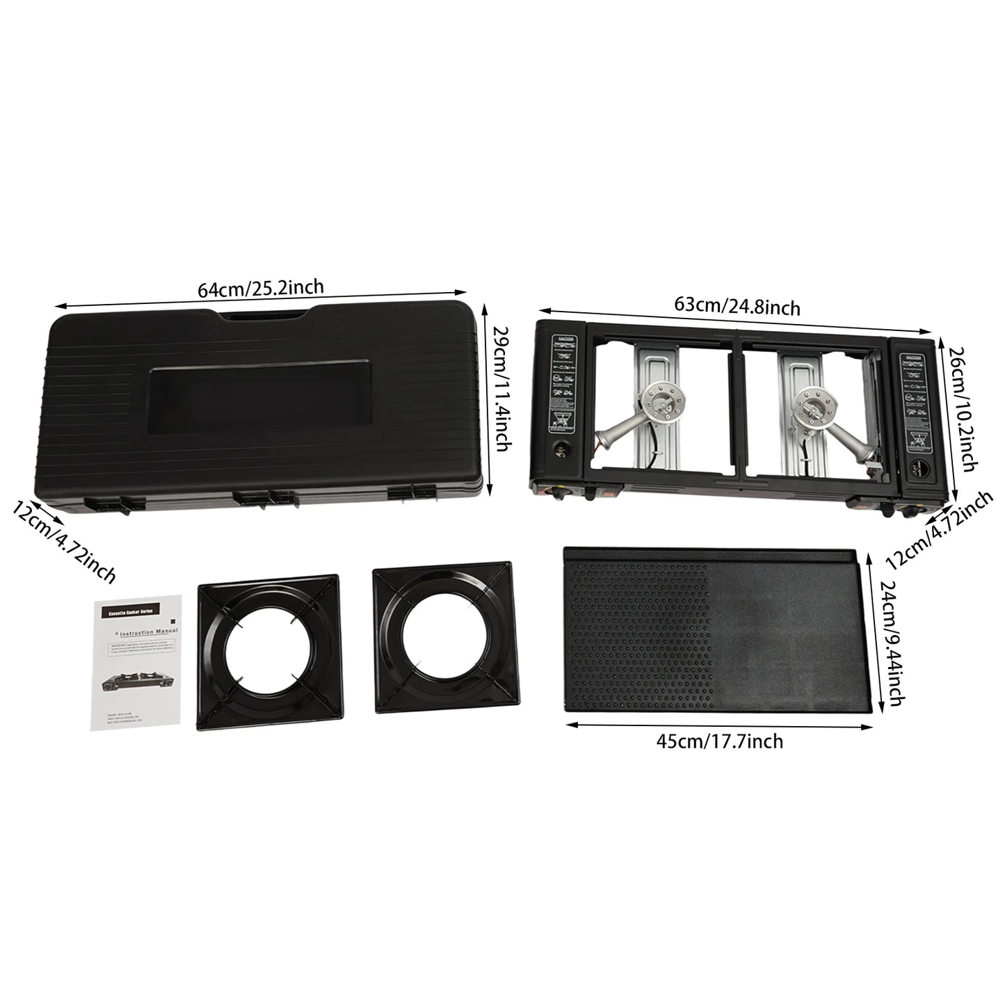 Two Burner Portable Camping Gas Stove With Baking Tray