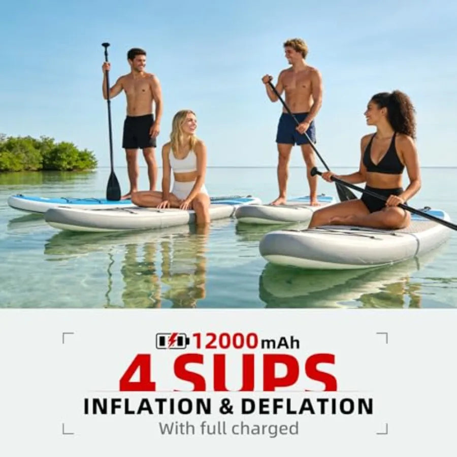 Electric Paddle Board Pump For SUP Kayak And Boat, 22 PSI, Rechargeable 12000mAh, Three Stage Inflation Deflation