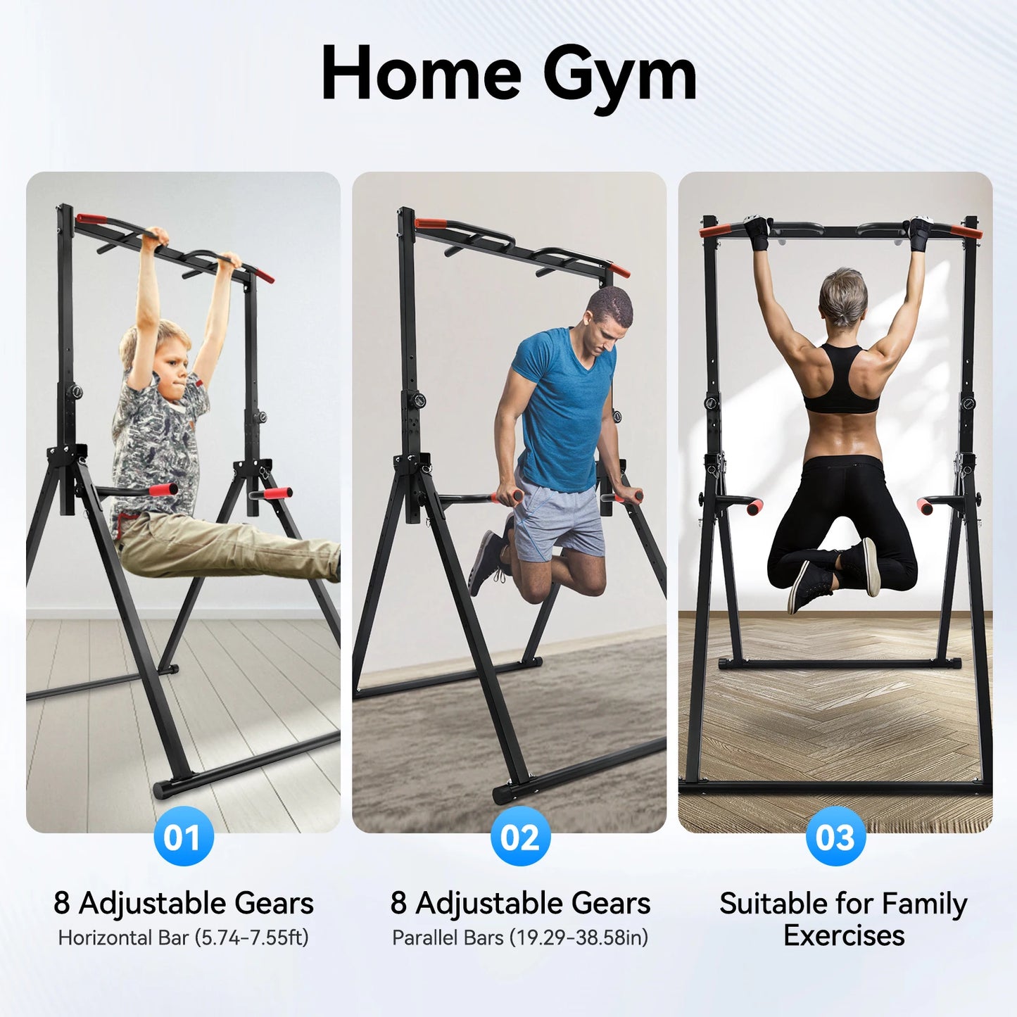 Adjustable Height Triangular Pull Up Station With Dip Bar