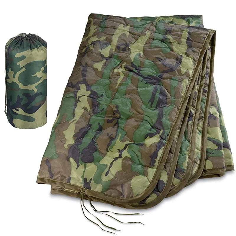 Tactical Water Repellent Poncho Liner Quilted Blanket For Camping Hunting