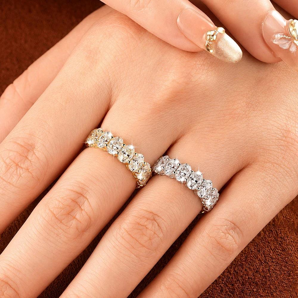 Oxtao Moissanite Eternity Ring 14K Gold Filled Wedding Band