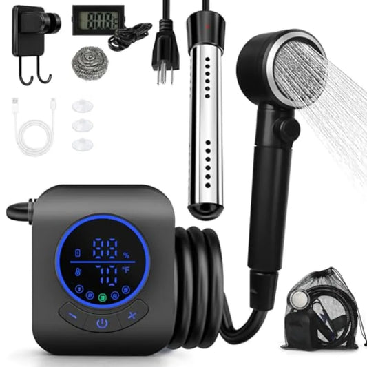 Portable Shower With Water Heater Camping Shower Pump 8000mAh Battery