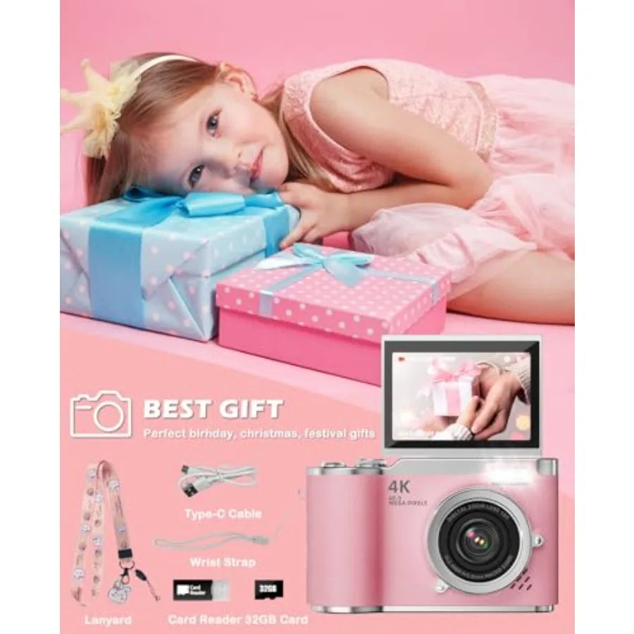 4K Digital Camera With 48MP 1080P Video And Flip Screen