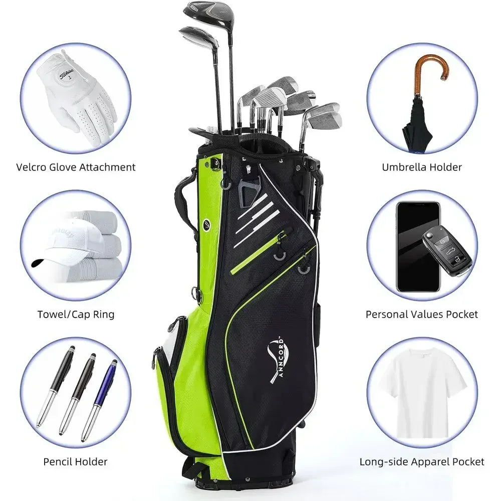 Waterproof Golf Stand Bag With Eight Pockets And Rain Cover