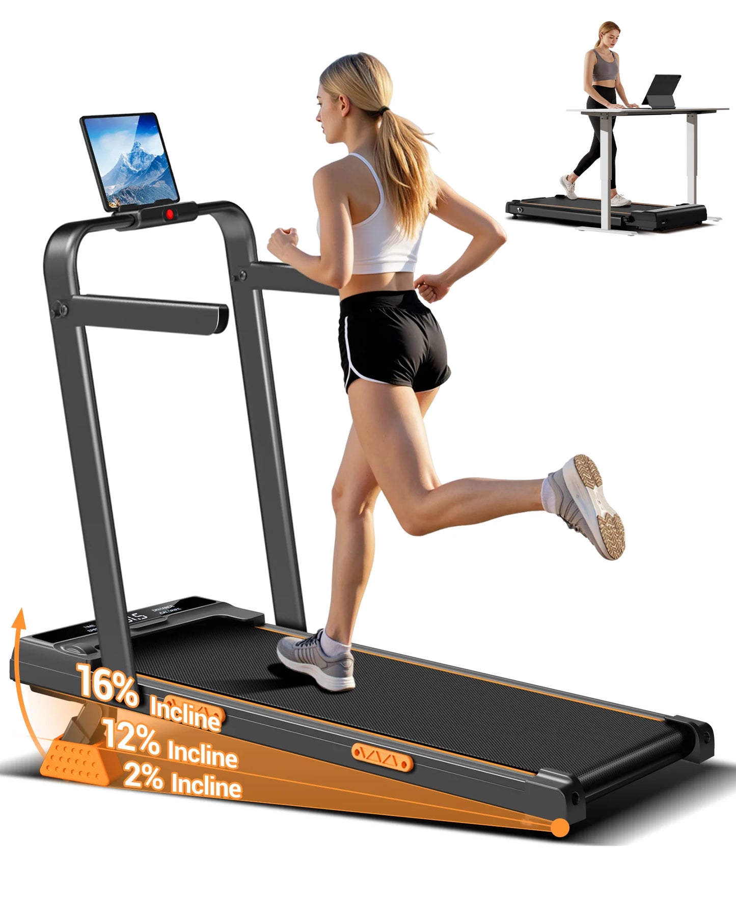 Umay Foldable Walking And Running Treadmill With Adjustable Incline