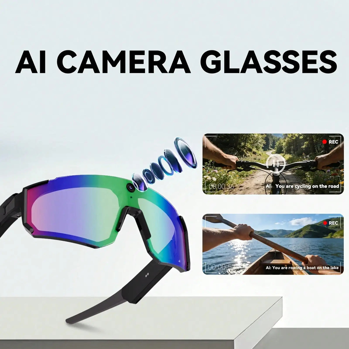 Hivisuals AI Camera Sports Sunglasses Bluetooth Audio And UV Protection