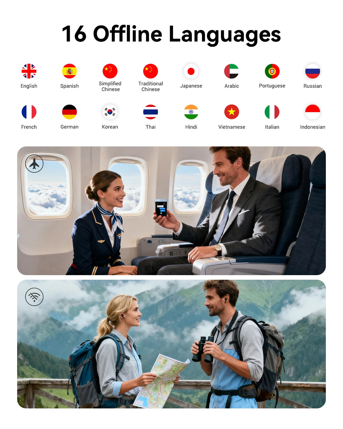 Wooask A9S AI Translator Earbuds Real Time 144 Language Translation