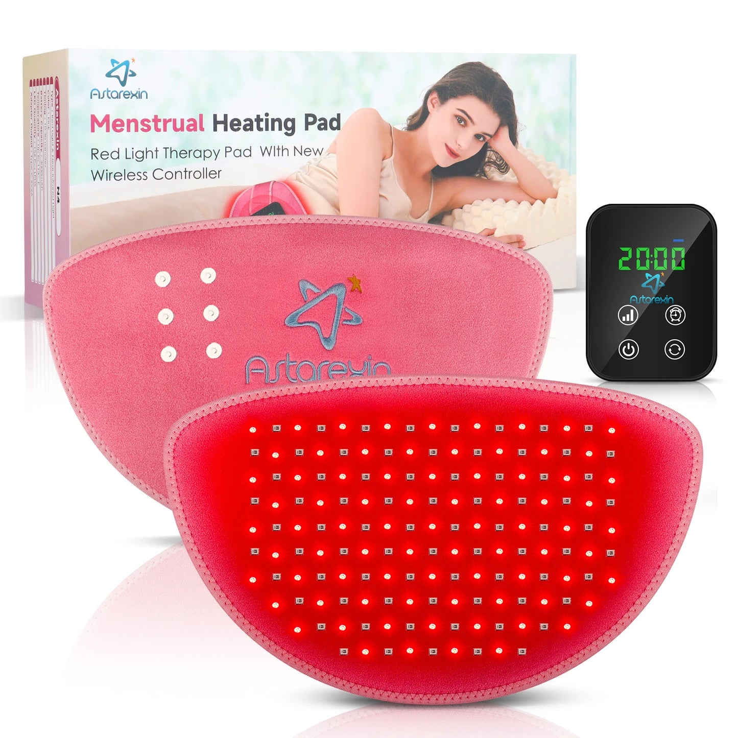 Astarexin 156 LEDs Red Light Infrared Therapy Menstrual Belt, Heating Pad for Period Cramps, Waist & Abdomen Pain Relief