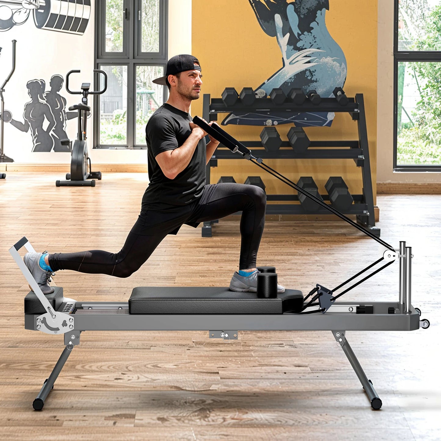 Multifunctional Pilates Reformer Home Exercise Machine With Resistance Cords