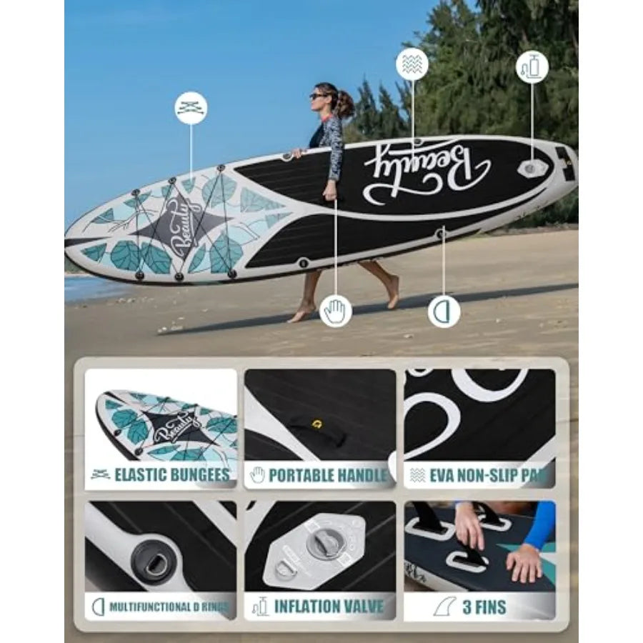 Inflatable Stand Up Paddle Board Ultra Stable Lightweight PVC Blue For Outdoor Water Sports Enthusiasts
