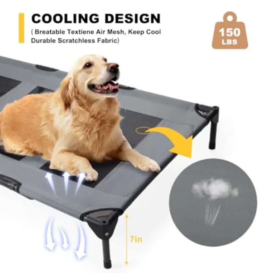 Premium Elevated Dog Bed With Canopy 48 Inch Waterproof Outdoor Pet Cot Portable With Carry Bag