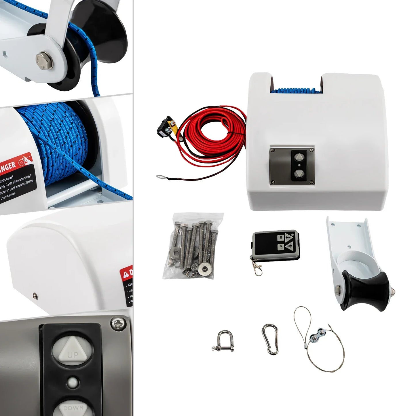 12V 45Lbs Boat Anchor Winch With Wireless Remote Controller Corrosion Resistant