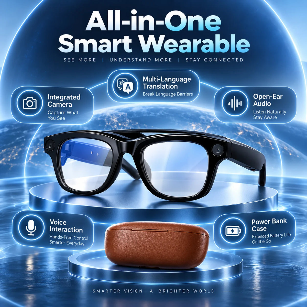 Smart AI Glasses With 1080P Camera Bluetooth Translation And Music