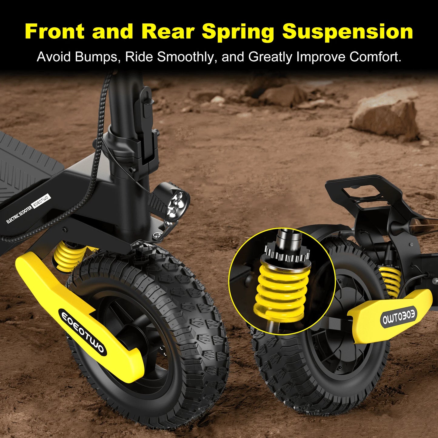 EOEOTWO 1200W Off Road Electric Scooter For Adults Long Range 30MPH 48V Foldable All Terrain Ready Tubeless 11 Inch