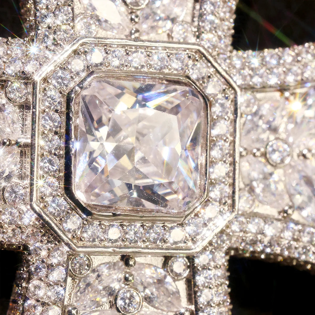 Lyee Cyee Iced Out Gothic Cross Pendant Cubic Zirconia
