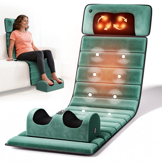 HIMOUTA Body Massage Mat With Heat And 10 Vibrating Motors