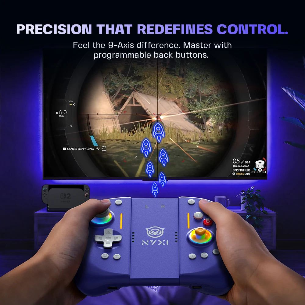 NYXI Hyperion 3 Purple Edition, Magnetic Modular Joypad for Switch 2, Hall Effect No Drift, Full Mechanical Buttons, 9-Axis Gyro, Pro & Handheld Mode