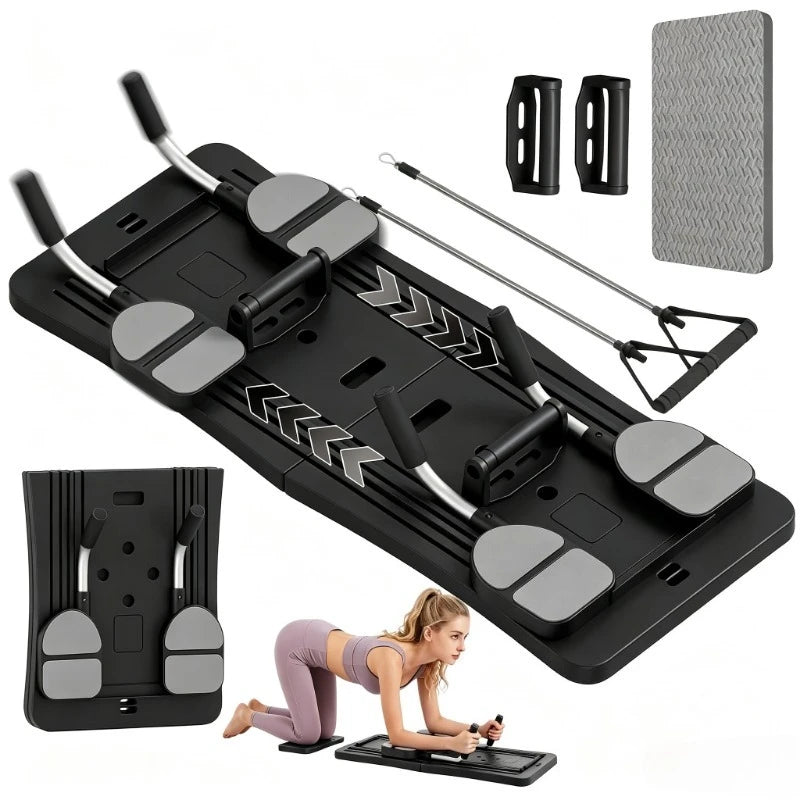 Foldable Workout Board With Resistance Bands And Push Up Handles
