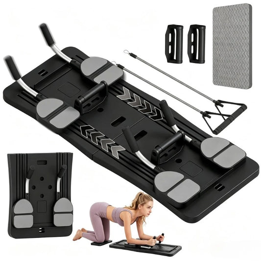Foldable Workout Board With Resistance Bands And Push Up Handles
