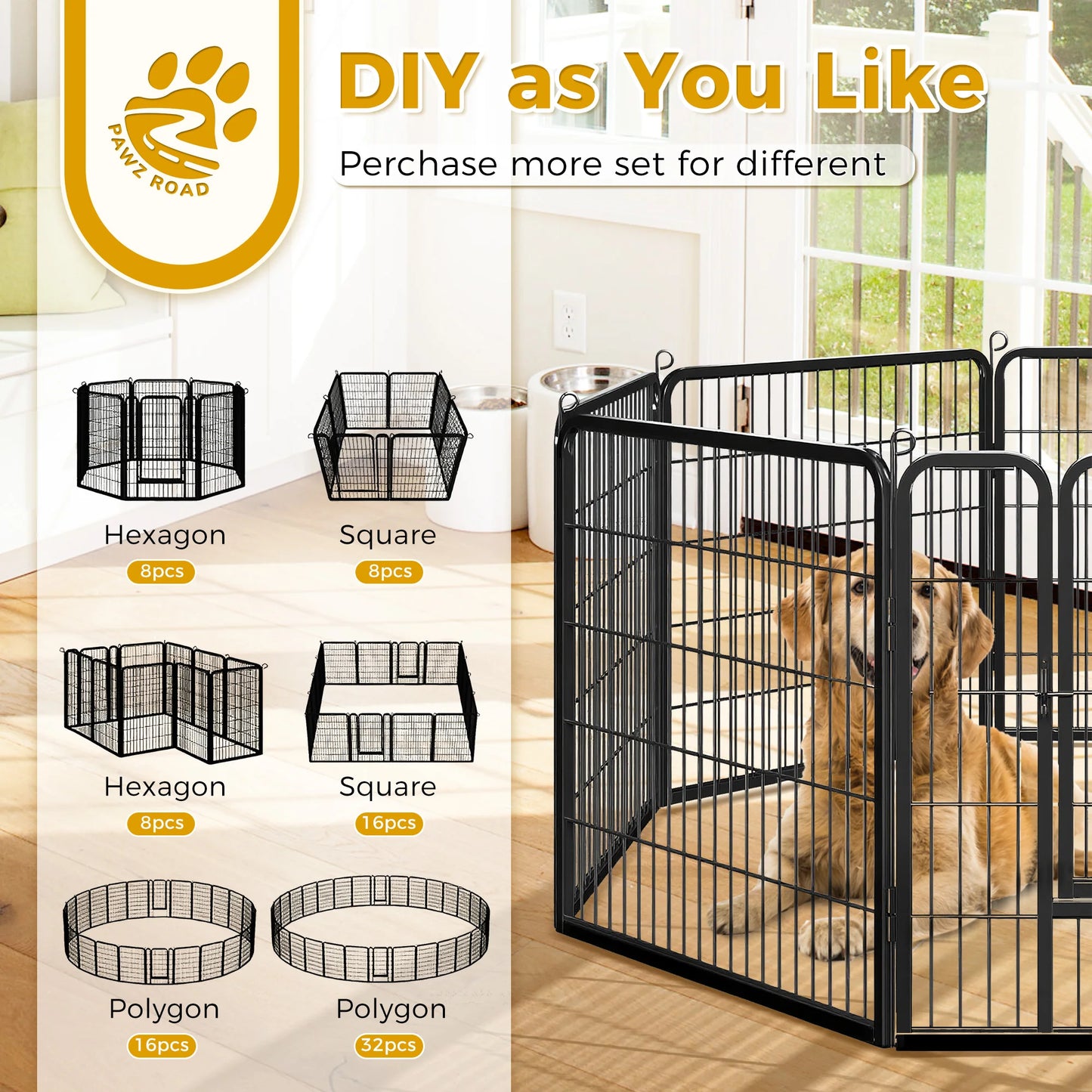 Dog Playpen With Door Foldable Metal Fence For Outdoor Indoor Use Heavy Duty Durable Versatile For RV Camping