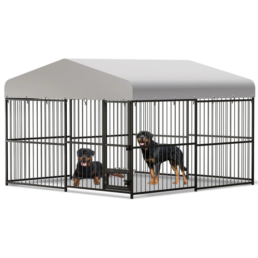 Twister.CK Large Outdoor Dog Kennel Walk-In Cage With Roof Heavy-Duty Iron Frame For Large Dogs UV-Resistant
