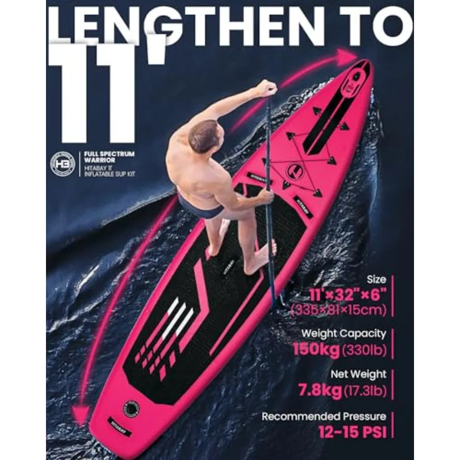 Inflatable Stand Up Paddle Board For Outdoor Water Sports Drop Stitch PVC Ultra Lightweight 17.3 Lb Blue Gray