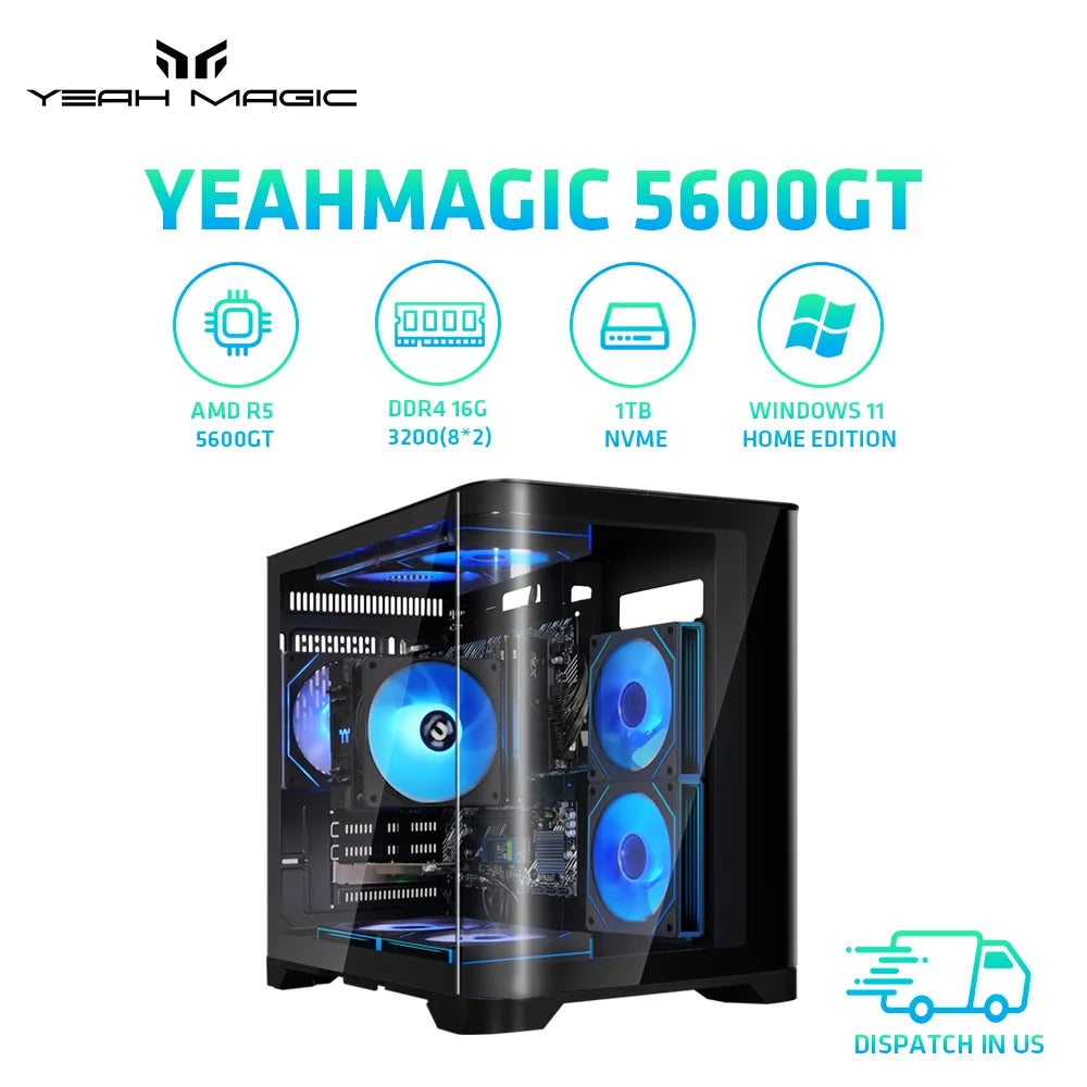 Yeah Magic AMD Ryzen 5 5600GT Gaming Desktop 16GB DDR4 1TB NVMe ARGB