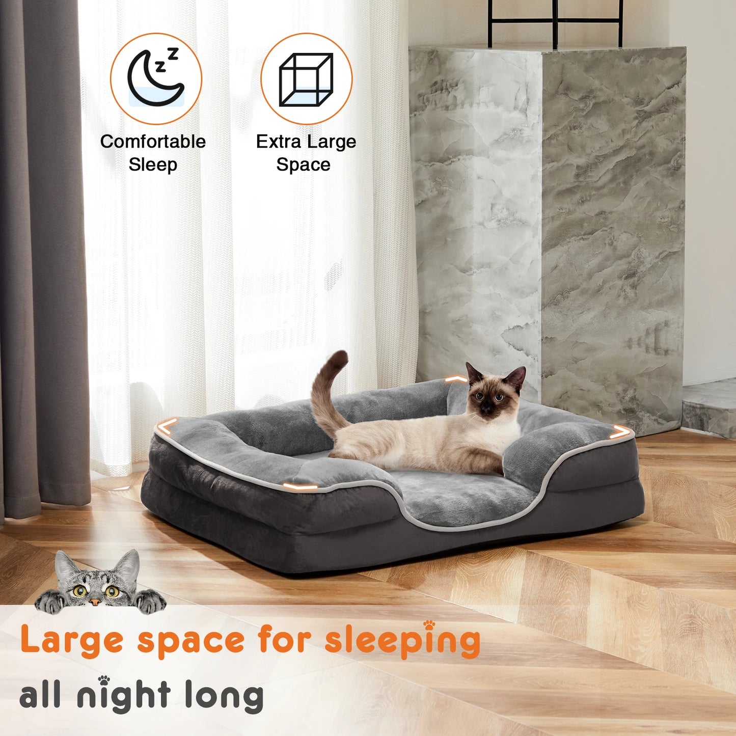 JHK Orthopedic Memory Foam Dog Bed For Small Dogs And Cats With Removable Cover