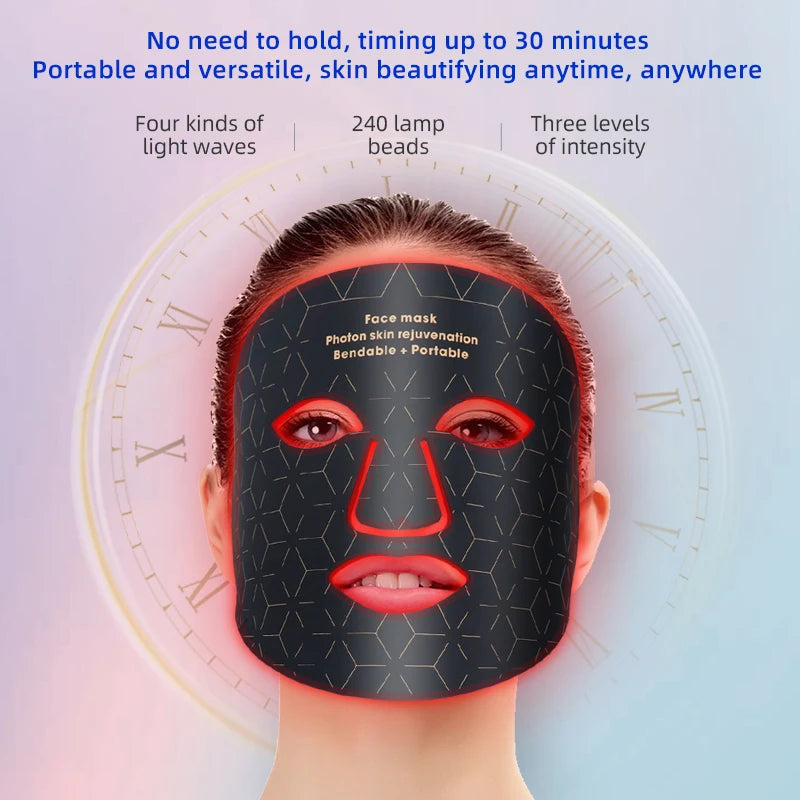Silicone Wireless LED Face Mask Infrared Therapy Anti Aging Acne