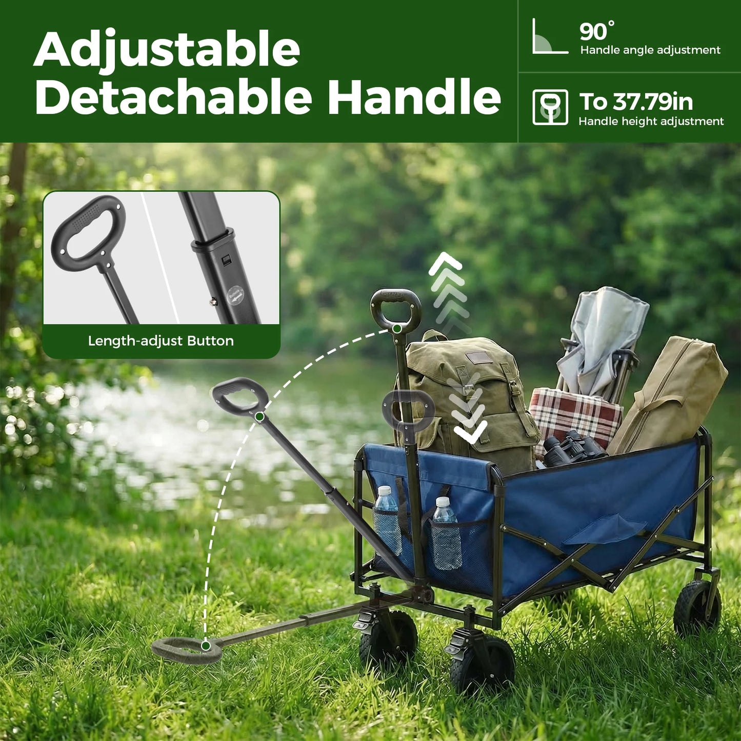 JHK Heavy Duty Collapsible Wagon Cart With 330 Lb Capacity
