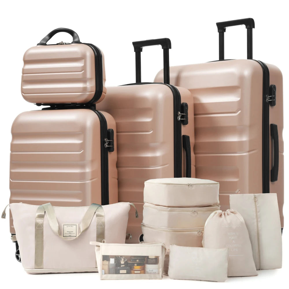 Hardshell ABS Luggage Set Lightweight Durable With Dual Spinner Wheels