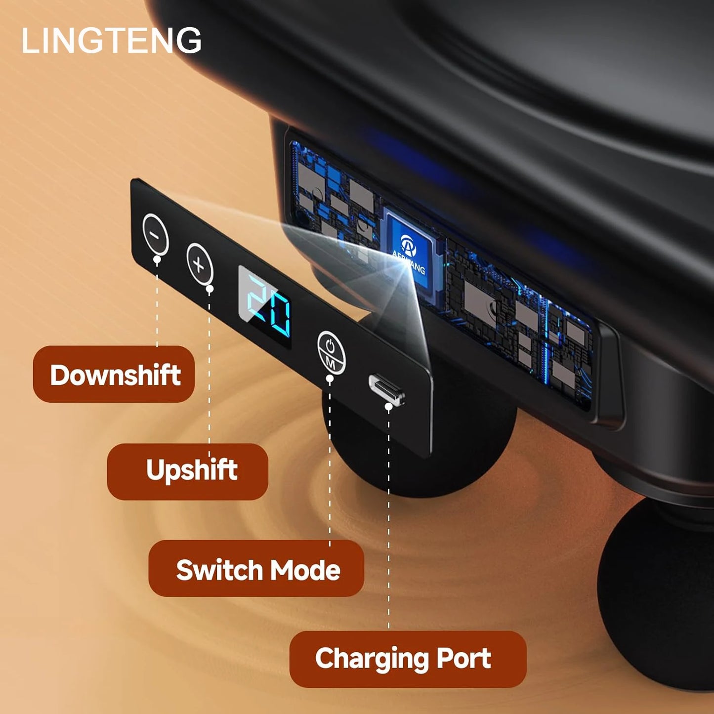 LINGTENG Deep Tissue Massage Gun With Six Heads And Modes