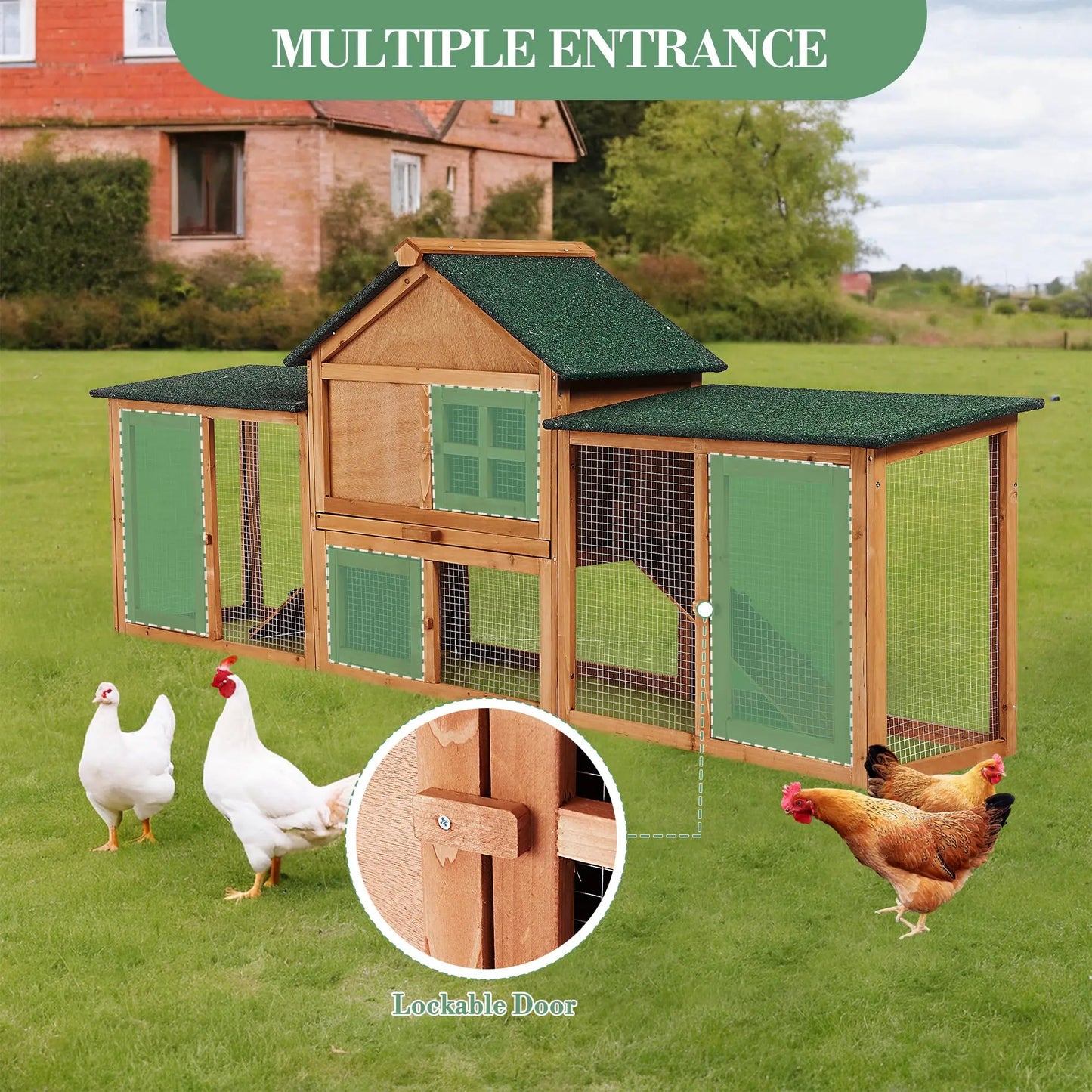 2-Story Bunny Hutch Rabbit Cage Outdoor With Double Side Runs, Pull-Out Tray, Ramp, Roof For Guinea Pigs & Small Pets