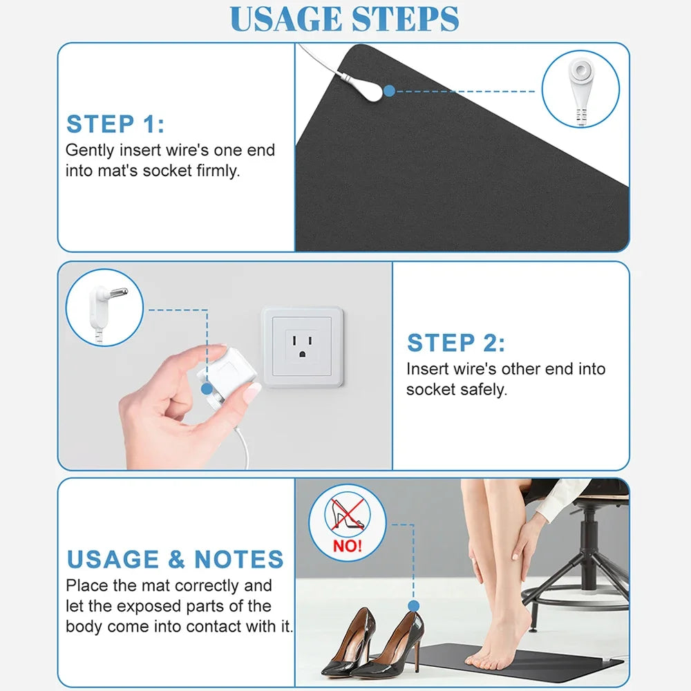 Astarexin Grounding Mat Kit, Office Desk & Bed Grounding Pad for Laptop Computer Use, Anti-Static Earth Connection Mat for Daily Wellness & Relaxation