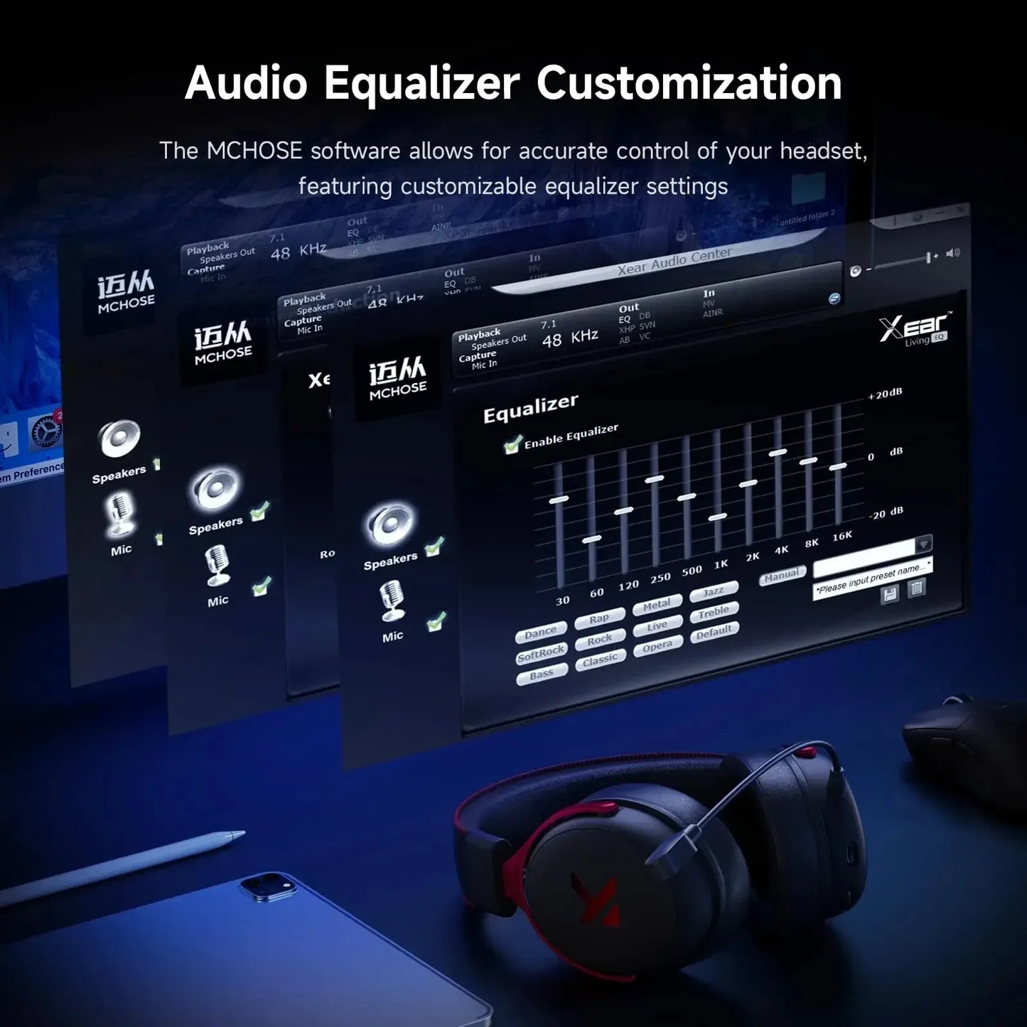 MCHOSE V9 Pro Wireless Gaming Headset With 7.1 Surround Sound