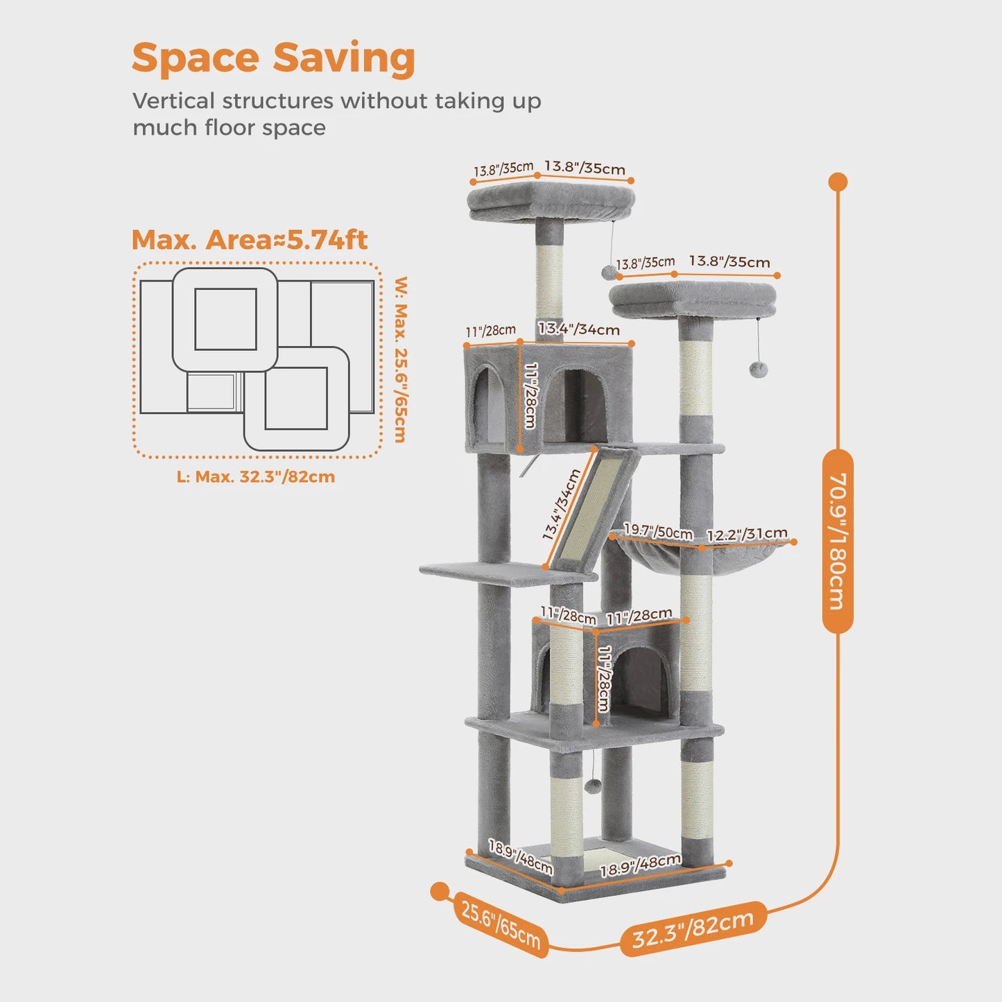Multi-Level Cat Tree Tower with Scratching Posts, Condo, Hammock, Cat Scratching Board,Cat Accessories,Cat Furniture,Indoor Cats